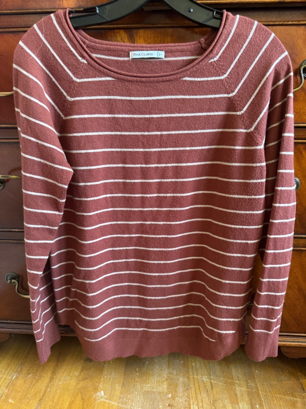 Pink Clover Rust Pink & Cream Striped Scoop Neck Sweater - Size S